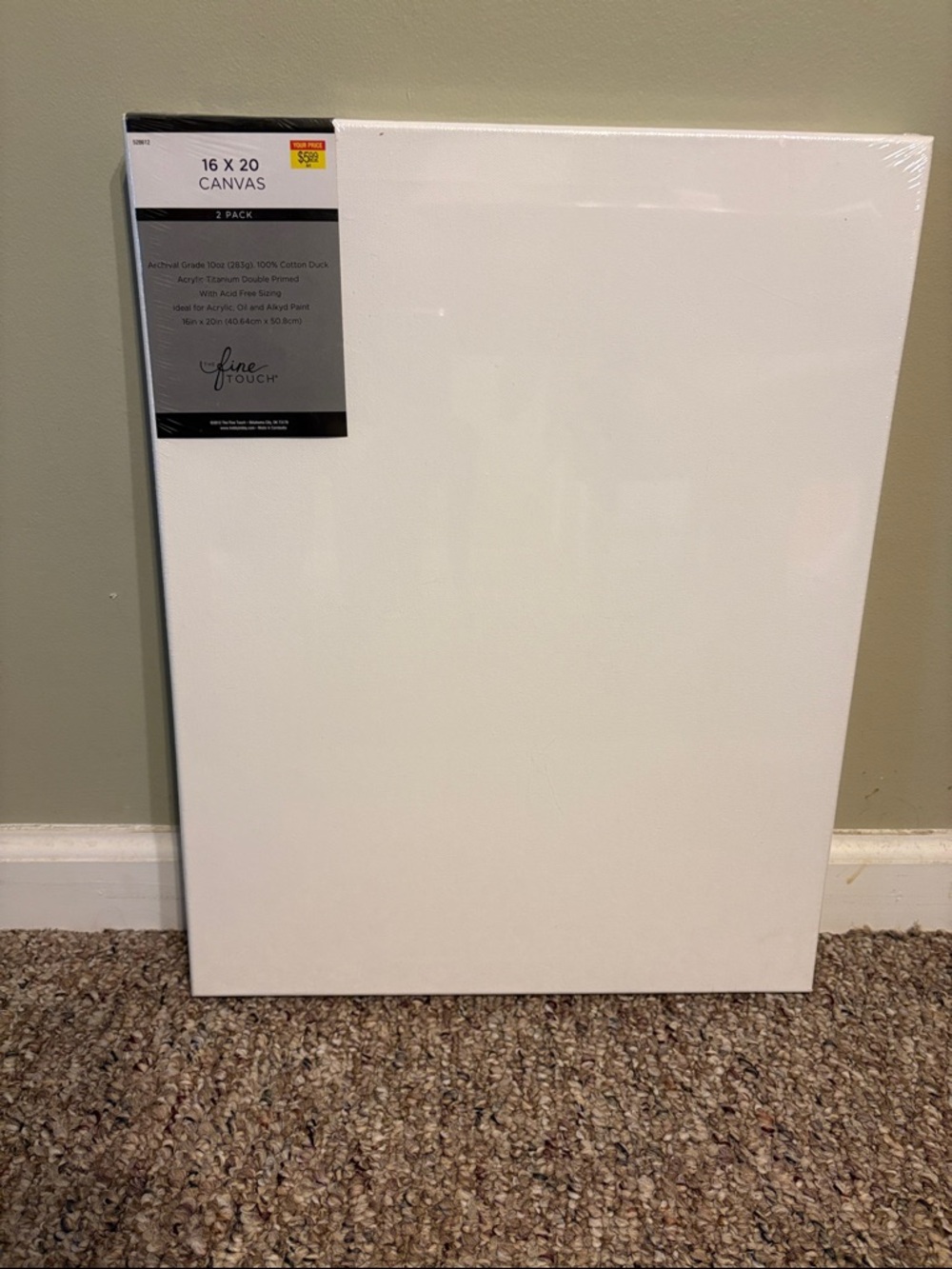 Fine Touch 16 x 20 Canvas Panel – White (2-Pack)